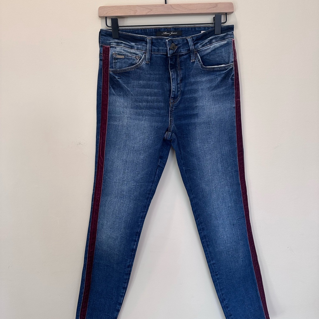 Mavi Tess High Rise Skinny Jeans With Red Side Stripes